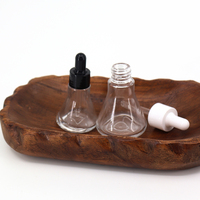 Botol Kaca Kosong Bentuk Terompet 15ml 30ml 50ml Dengan Pipet untuk Serum Wajah, Essence, Minyak Rambut, Minyak Kutikula, Kemasan Kosmetik