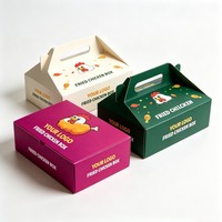Boîte en carton pour poulet frit avec poignée, emballage alimentaire à emporter, boîte pour frites, personnalisable, vente en gros