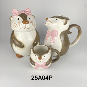 Taza de Cerámica con Diseño de Nutria y Lazo Rosa, Pintada a Mano, para Café, Leche o Desayuno, Regalo Decorativo para el Hogar - Product Image 3