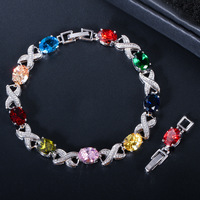 Pulseras chapadas en oro de 18K con piedras de zirconia para mujer, nuevo diseño