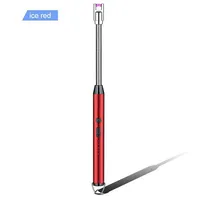 Briquet électrique USB rechargeable long pour cuisinière, coupe-vent, LED, arc plasma, sans flamme, bougie, briquets BBQ inhabituels, extérieur