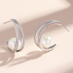 RAKOL EP2838 18k Gold Plated <b>Pearl</b> Fashion <b>Earrings</b> Natural <b>Pearl</b> Hoop <b>Earrings</b> Custom Wholesale Factory - Product Image 5