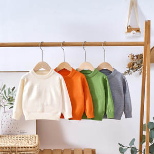 Vêtements pour enfants en promotion, hauts pour enfants printemps-automne, pulls décontractés de couleur unie pour garçon et fille - Product Image 1