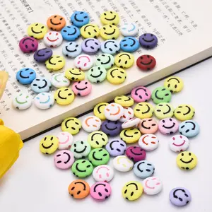 AR2059 Usine Directe 5*14mm Coloré Grand Acrylique Smiley Visage Perles pour Bracelet Perlé Collier Fabrication de Bijoux Fournisseur