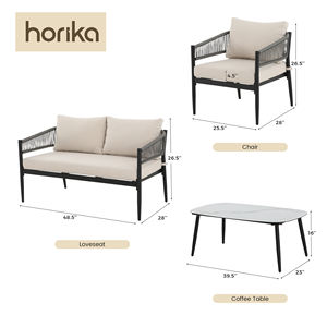 تعزيز في المخزون معدني حديث للحديقة الخارجية في جميع الأحوال الجوية PE الروطان طقم أريكة فناء خارجي مقاوم للماء - Product Image 6