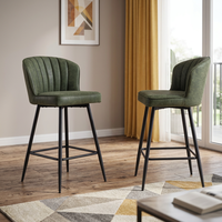 Tabouret de bar avec dossier à ailes capitonné en similicuir, chaise de bar haute avec repose-pieds pour îlot de cuisine, café, hôtel, restaurant