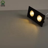 Noir Blanc Double Tête Rectangulaire Spot LED COB 7W * 2 Plafond Réglable Carré Encastré Downlight Grille Lumière