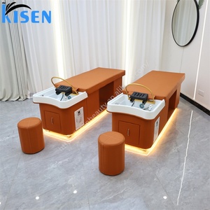 Équipement de salon commercial Kisen, lit de lavage de luxe avec circulation d'eau avancée, pommeau de douche apaisant, table de massage spa - Product Image 5