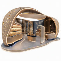 Stand tubulaire modulaire réutilisable en forme de coquille hyperbolique irrégulière de 6m x 3m avec bande LED et service personnalisé