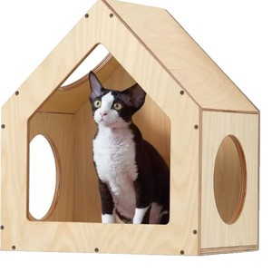 Wooden Wall Mounted Cat <b>House</b> 11.8x15.5x11in Durable Birchwood Cat <b>Bed</b> For Small Cats - Product Image 2