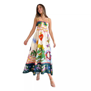 <span class=keywords><strong>Abito</strong></span> Lungo Casual da Donna, Vestito Estivo a Vita Alta Senza Maniche con Spalline per Signore - Product Image 4