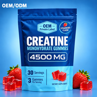 Gommes de créatine monohydrate pour améliorer l'immunité, véganes, sans sucre, saveur naturelle de fraise, OEM ODM, marque privée, halal