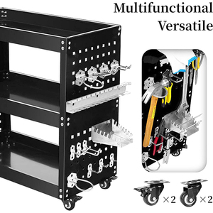 Jh-mech Cán công cụ giỏ hàng với Side Pegboard Kit và có thể khóa hệ thống 300lbs khả năng chịu tải 3 Tier Heavy Duty công cụ lưu trữ giỏ hàng - Product Image 5