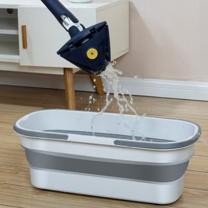 Seau pliant portable pour vadrouille domestique grande poulie rectangulaire en silicone pour le stockage transfrontalier en matière plastique - Product Image 1