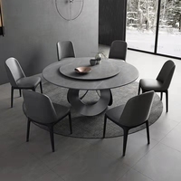 Table à manger ronde de luxe moderne de conception italienne avec plateau en marbre naturel, 6 places, pieds en acier inoxydable, hôtel, appartement, villa