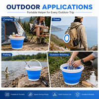 Seau pliable portable, gain de place, seau en plastique pliable, seau pliable pour la famille, le camping en plein air, la plage