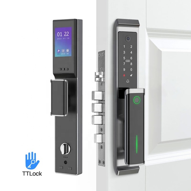 For EY-V900 Aluminum Alloy Real-time Video TTlock App Security Fingerprint Intellect Smart Door Lock with Camera