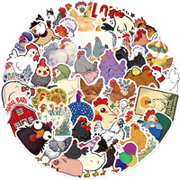50 autocollants en vinyle de poulet de dessin animé, étanches en PVC, pour la décoration DIY d'ordinateurs portables, guitares et bagages, pour adolescents et adultes