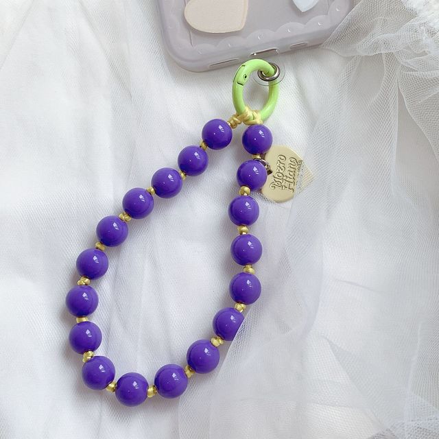 Phone Lanyard Short Style Wrist Strap Love Heart Handmade Beaded Bracelet Pendant Lanyard Wide Wrist Strap AntiLoss Lanyard