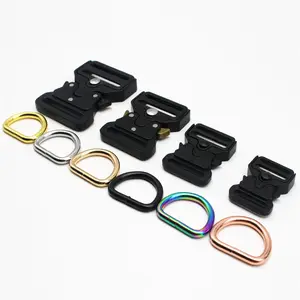 Wholesale Developed 40mm Side Quick Release Buckle Metal D Ring Heavy Duty Dog Collar Hardware Metal Adjustable Tactical Buckle