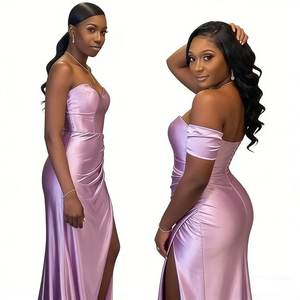 <span class=keywords><strong>Robe</strong></span> de demoiselle d'honneur en satin élastique à épaules dénudées, traîne balayante, fente latérale, <span class=keywords><strong>robe</strong></span> de soirée de <span class=keywords><strong>mariage</strong></span> élégante, couleur personnalisée - Product Image 5