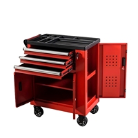 Armoire à outils en métal à 3 tiroirs, chariot à outils mobile verrouillable pour atelier avec rangement à double porte pour garage automobile