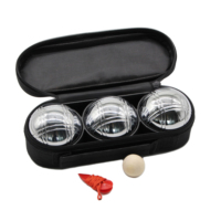 Ensemble de 3 boules de pétanque en métal argenté de 73 mm avec sac de transport en nylon, jeu de boules de pelouse d'extérieur