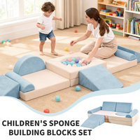 Ensemble de 10 blocs de jeu en mousse de grande taille, canapé modulaire pour enfants, mobilier de salle de jeux en éponge haute densité avec revêtement en velours côtelé, vente en gros