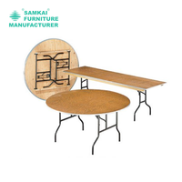 Table pliante de banquet ronde de luxe SK-ZDZ-F002 de 48 pouces avec finition en bois massif pour mariages et événements
