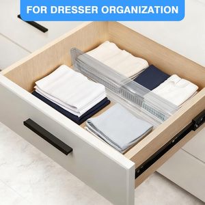 Adjustable Transparent PP Multifunction Modern <b>Drawer</b> Dividers 4" High 10.6-17" Expandable Rectangle Organizers for <b>Storage</b> - Product Image 3
