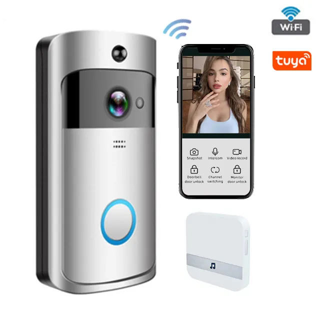الداخلي للمنزل تويا 2-السلكية جهاز اتصال داخلي مزود بفيديو للأبواب الجرس Wifi حلقة مع كاميرا الذكية اللاسلكية الجرس