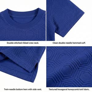 T-shirt en coton gaufré épais pour homme, coupe ample, col rond, couleur unie, style sport décontracté d'été, fournisseur en vogue - Product Image 2