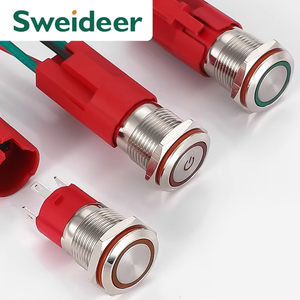 Yüksek akım 16/19MM Metal düğme anahtarı-su geçirmez, aydınlatmalı, kendini sıfırlama/bilgisayar ve araba güç başlatma için kilitleme - Product Image 1