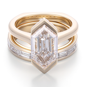 custom 4.46 carat engagement special cutting Large lab diamond <b>ring</b> real solid 10k gold <b>couple</b> <b>rings</b> Baguette Cut wedding band - Product Image 2