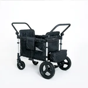 Wagon pliable Double poussette pour enfants Wagon 2 places avec harnais à 5 points Poussette Wagon pour enfants