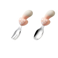 Ensemble cuillère et fourchette en acier inoxydable 304 avec manche en silicone en forme de champignon, style moderne et luxueux, pour le camping et la maison