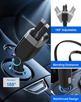Chargeur de voiture rétractable 87W, chargeur USB pour allume-cigare