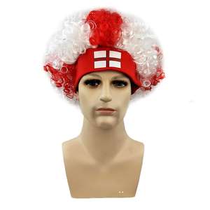 Perruque Afro Fan de la Coupe du Monde de Football 2026 Couleurs Drapeau National <span class=keywords><strong>avec</strong></span> Bandeau Imprimé Drapeau Coiffe Drôle de Clown Vente en Gros - Product Image 4