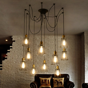 Lustre style loft industriel rétro américain, pour bars, cafés, restaurants, magasins de vêtements, motif 'Celestial Maiden Scattering' - Product Image 3