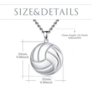สร้อยคอจี้รูปวอลเลย์บอลทรงกลมขนาด 22 มม. เงินแท้ 925 สำหรับผู้ชายและผู้หญิง - Product Image 2
