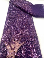 Dentelle française en tulle rouge à paillettes, tissu en dentelle à paillettes, dentelle française brodée en tulle