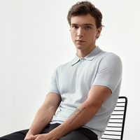 Polo en laine mérinos extrafine pour homme, léger, fin, respirant, manches courtes, tricot de luxe pour l'été