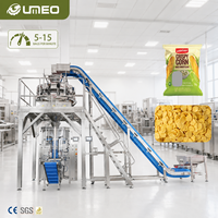 Machine d'emballage VFFS UMEO 14 à scellage arrière, pneumatique automatique en acier inoxydable SS304, pour granulés, noix, snacks, pop-corn, chips, aliments pour animaux de compagnie, sachets de 1 à 10 kg