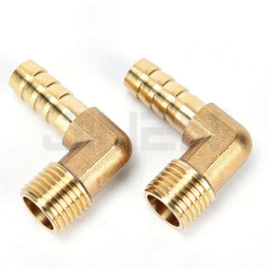 JIN Brass 90 Degree Elbow Fitting External <b>Thread</b> <b>Insertion</b> Tube Connector For Air Water Oil Pneumatic Systems - Product Image 2