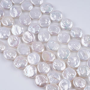 Perles d'eau douce naturelles blanches Wenchi Zhuji 15-16 mm, boutons, semi-finies, modèle 31747, produit en gros - Product Image 3