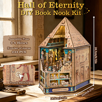 Temple Eternity Luxury Miniature Dollhouse 3D Wooden Puzzle Bookend LED Night Light DIY Craft for Adults Collectible No