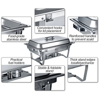 Moderne roestvrijstalen chafing dish buffetwarmer 9L rechthoekig met alcoholverwarming voor hotel en restaurant