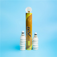 Volant de badminton professionnel TCX 9000-Jaune en plumes de canard résistantes, sensation confortable, niveau tournoi, poids 4,9g, 2 couches, haute performance