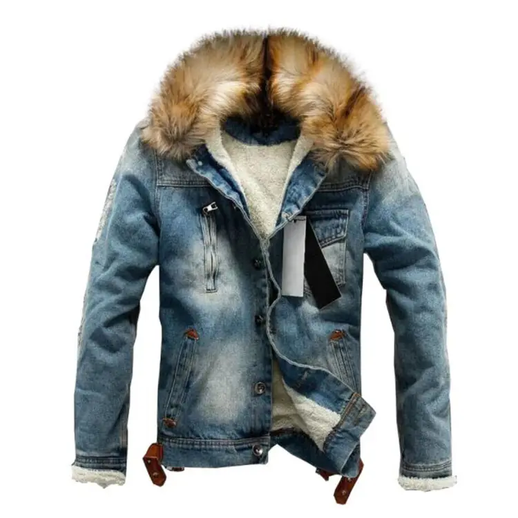 Veste en jean pour hommes, manteau décontracté, en Denim, épais et chaud, vêtement d'extérieur avec fourrure, Streetwear, 2020