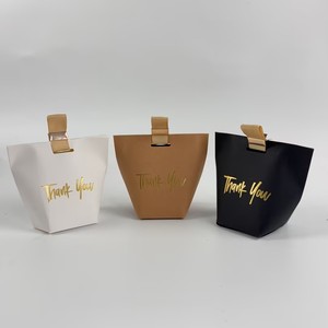 <b>Mini</b> Gold Foil Thank You Bags Goodie Bags with Satin Ribbon Handles - Party Favor Bags for Wedding & Thanksgiving - Product Image 3